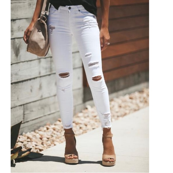 S. the Widow Denim - LISSA White Distressed Skinny Jeans